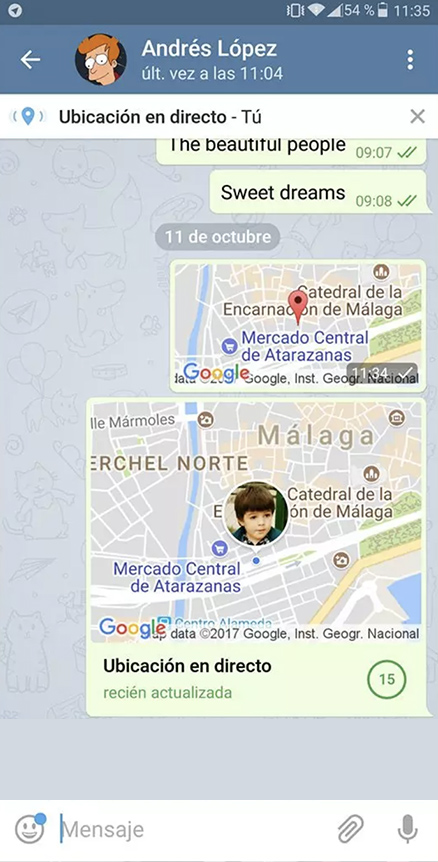 Monitorizar la ubicación de otra persona a través de Telegram